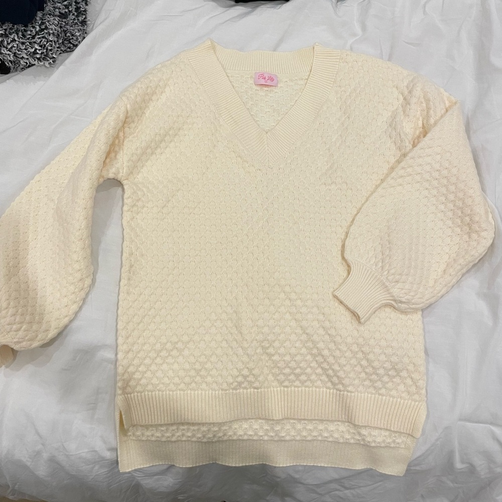 Pink Lily balloon sleeve sweater